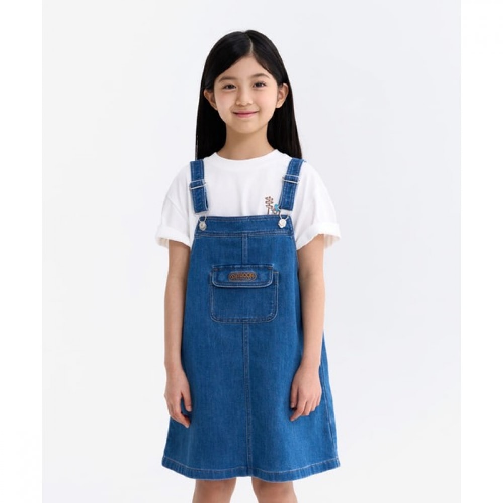 [アウトドア用品キッズ] 女の子用デニムオーバーオールワンピース (ブルー) OD252EOP71_BLU