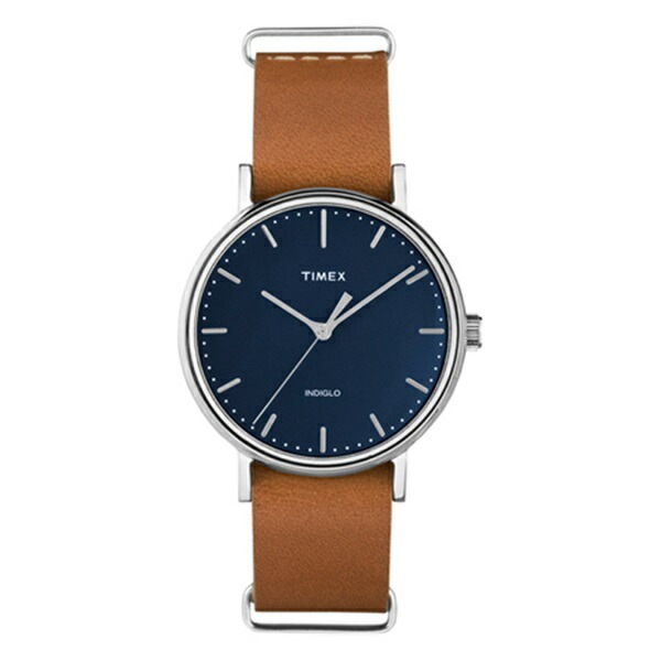 【箱なし・腕時計のみお届け】並行輸入 タイメックス 時計 メンズ レディース 腕時計 手表 ウィークエンダーフェアフィールド ネイビー文字盤 ライトブラウンレザーベルト 37mm ビジネス 男性 誕生