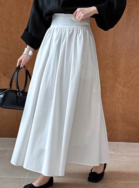 【送料無料】ファスナー ふっくら ふわふわ 落ち感 ハイウエスト Aライン フレア ロング丈 ひざ下 夏 プリーツスカート レディース ボトムス