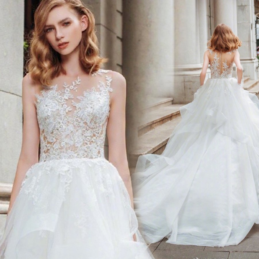 パーティードレス ウエディングドレス 二次会 花嫁 プリンセス 白 ロングドレス チュール 結婚式 演奏会 お呼ばれ 新年会 卒業式 成人式 お呼ばれ レース