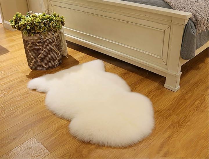 ムートンラグ ラグムートン ラグマット 長毛5～8CM 高級オーストラリア産天然羊毛 100% 高水準の安全性 防ダニ抗菌加工 ムートンフリース(アイボリー, 1匹)