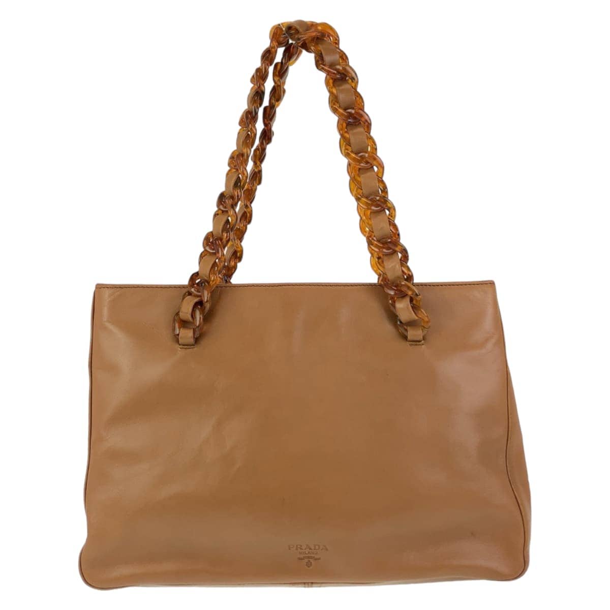 プラチェーン ブラウン シルバー金具 レザー/プラスチック トートバッグ ショルダーバッグ レディース 407669