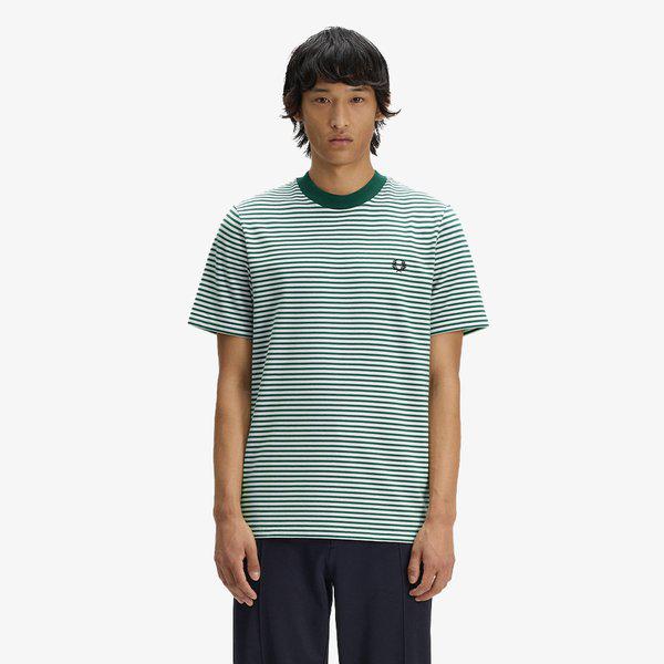 [Sharp] ファインストライプヘビーウェイトTシャツ - スポーツグリーン AFPM2616581-Z18