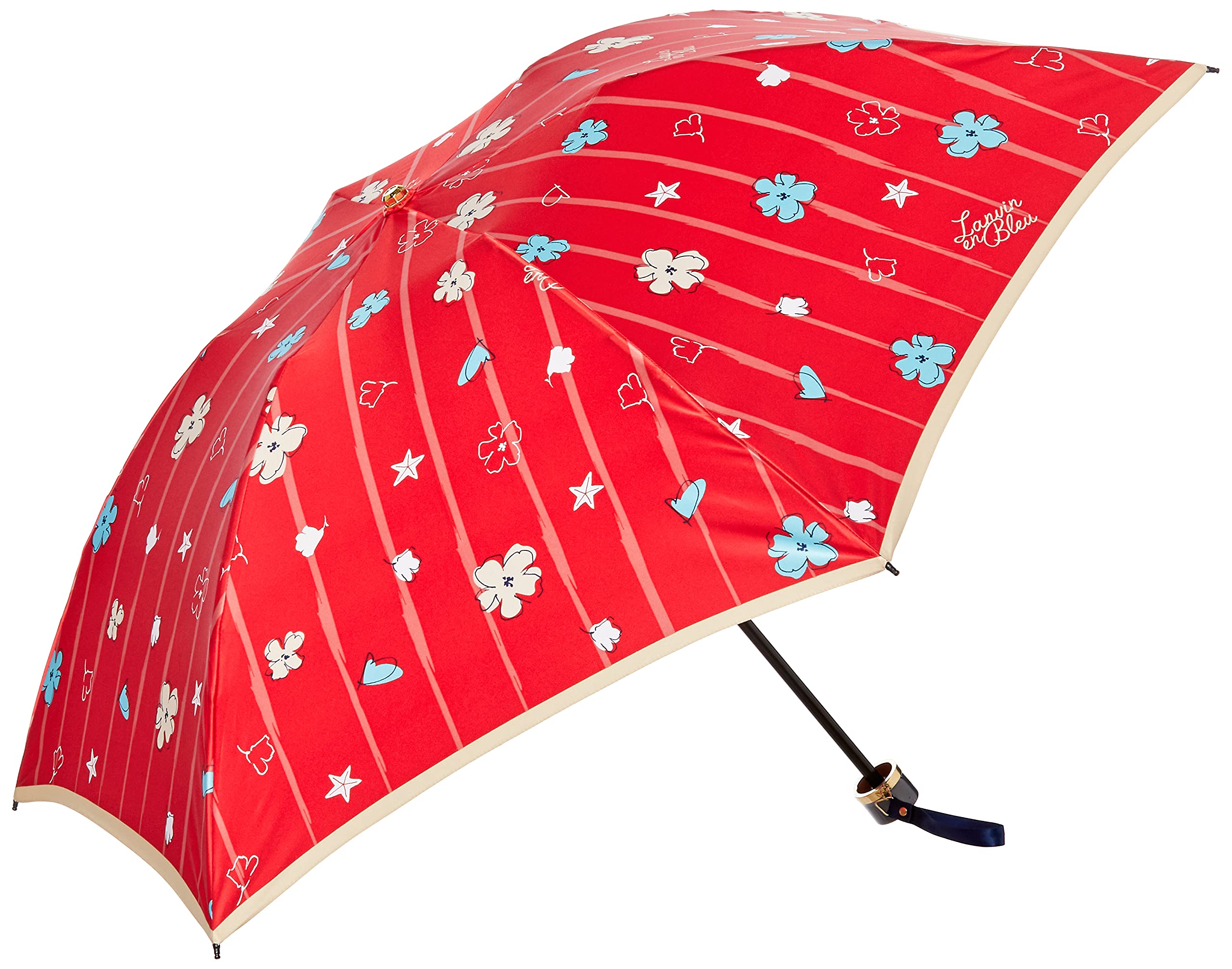 [ランバン ブルー] MOONBAT(ムーンバット) LANVIN en blue(ランバン オン ブルー) 花と海モチーフ 雨傘 おりたたみ傘 オシャレ 花柄 かわいい レディース
