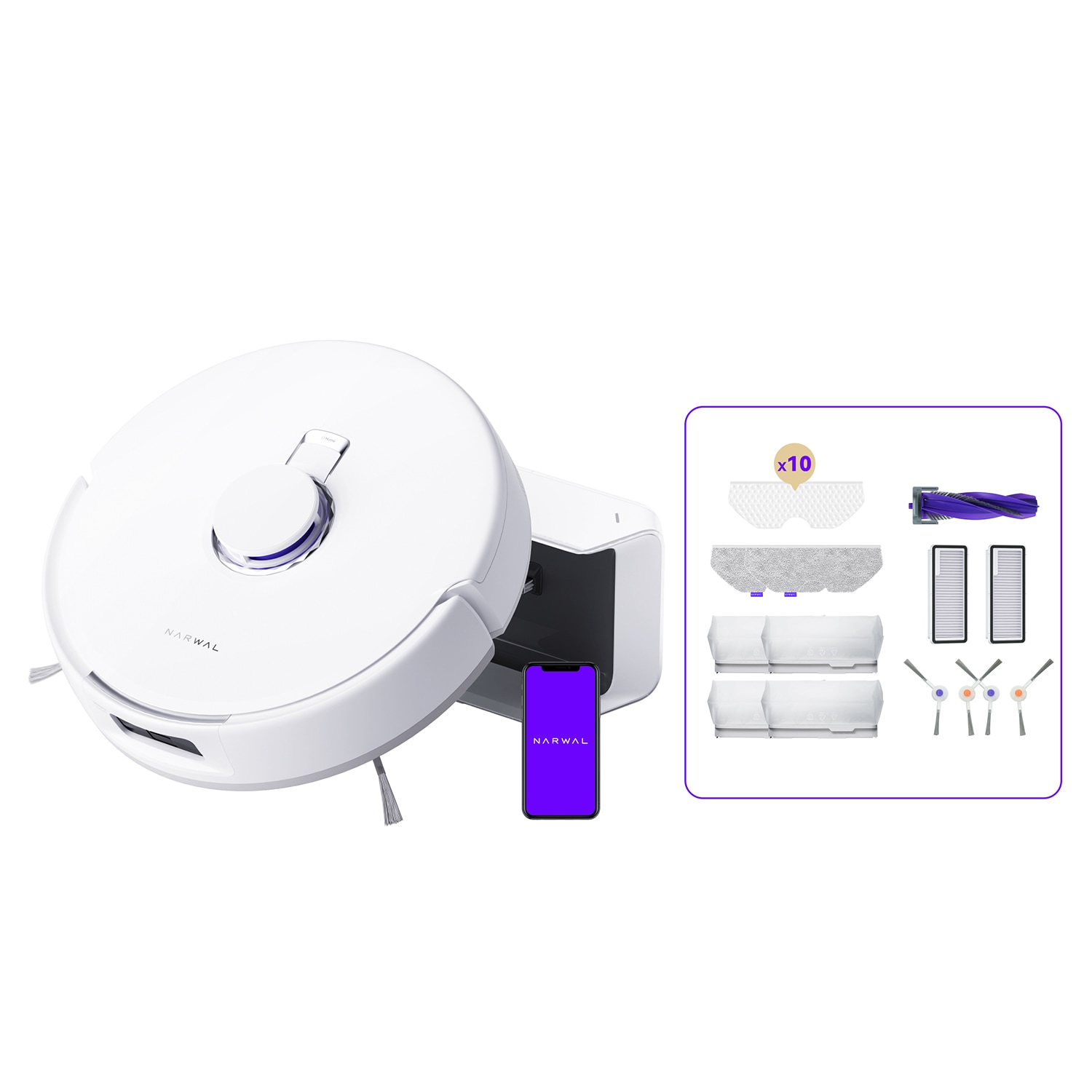ナーワル Freo X Plus ロボット掃除機/アクセサリーセット 絡まりゼロブラシ 収集ゴミ圧縮機能 7週間以上のゴミ捨てサイクル 最大7,800Pa強力吸引 静音設計 水拭き対応