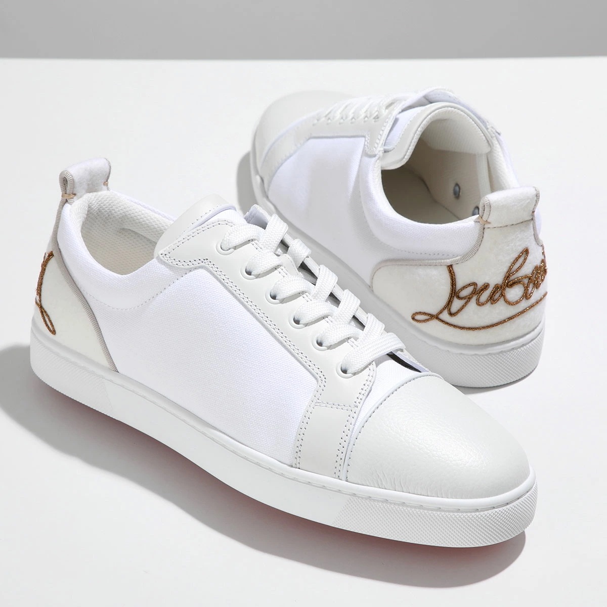 Christian Louboutin クリスチャンルブタン スニーカー FUN LOUIS JUNIOR FLAT 1240651 メンズ ローカット レザー キャンバス シューズ 靴 WH01/W