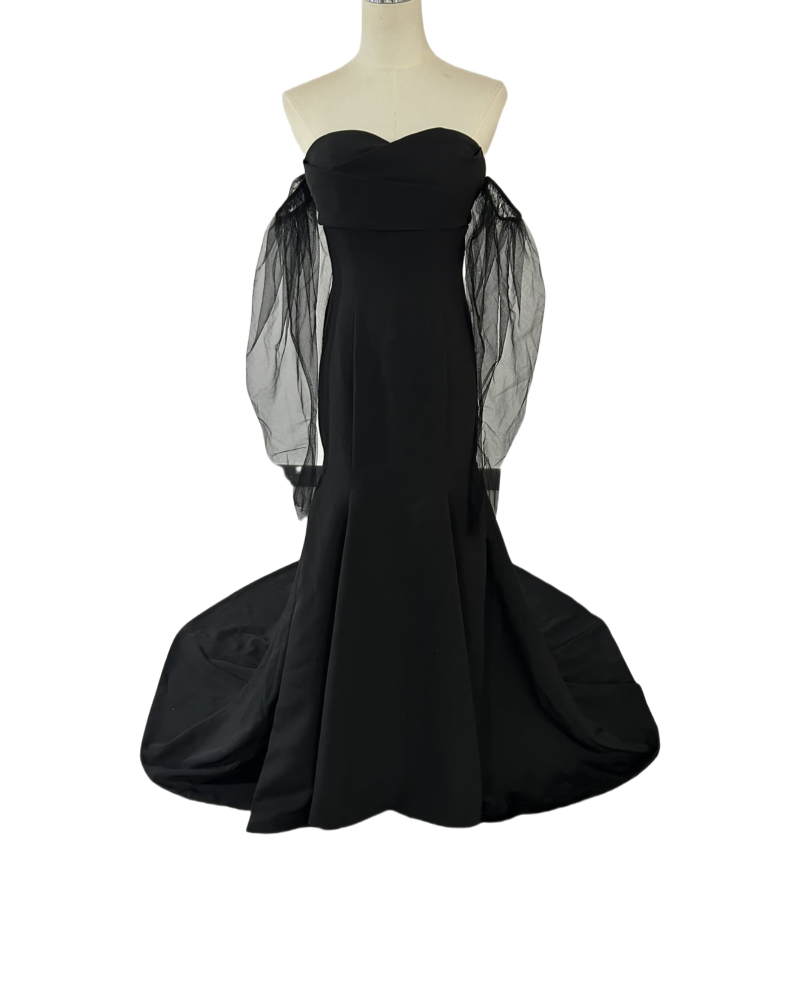 パーティードレス ブラック 取り外し袖 背中見せ 優雅なシルエット 目立つ ピアノ演奏会/音楽会/発表会など