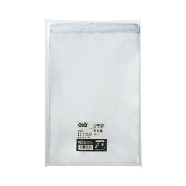 （まとめ） TANOSEE OPP袋 フタテープ付 B5用 195270+40mm 1セット（500枚：100枚5パック） 2セット
