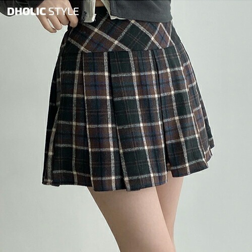 チェックプリーツスカートパンツ・p628014