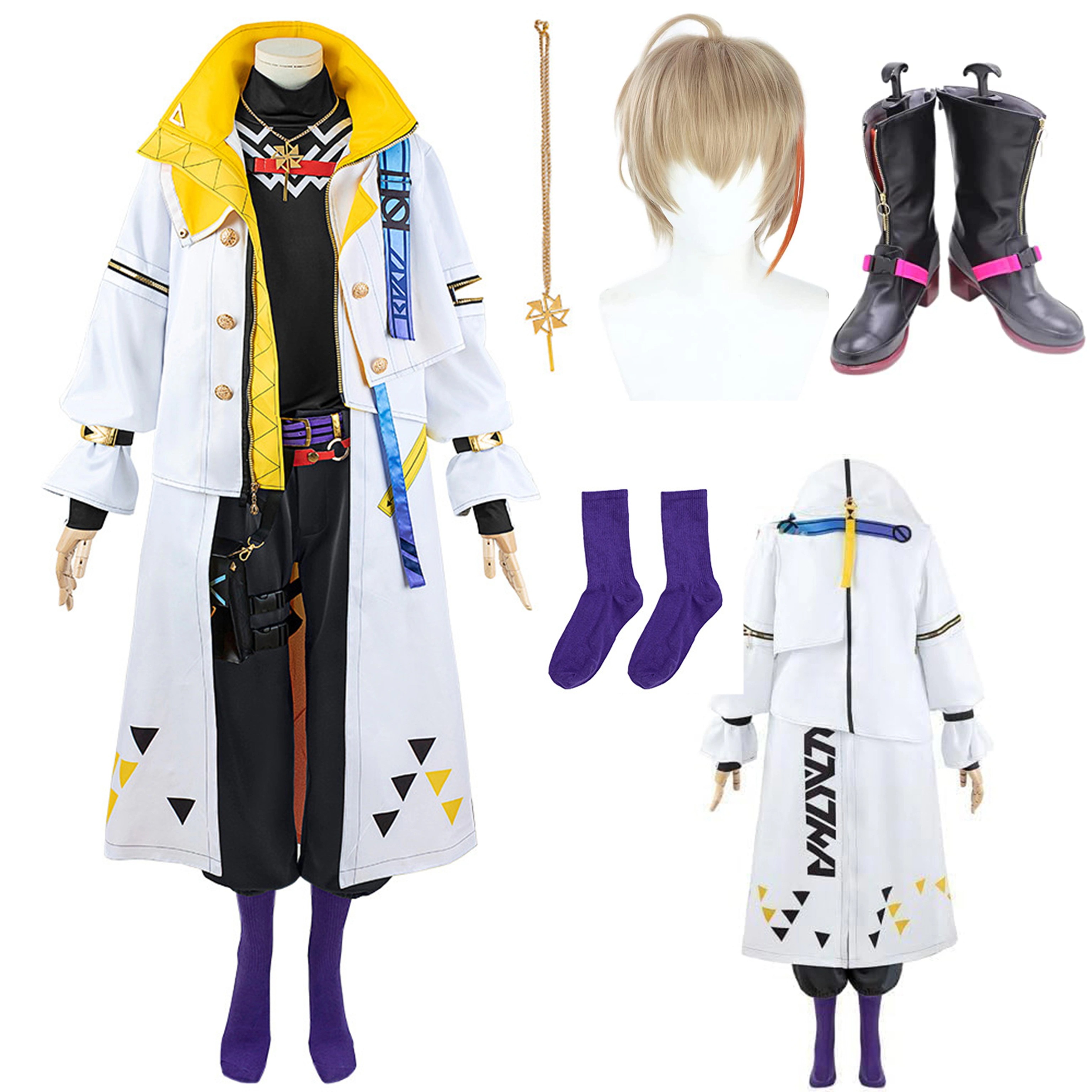 【全シリーズ発売中】 【値引き中】ウィッグ靴 コスプレ衣装＋ネックレス＋靴下付き コスチューム 変装 ステージ服 仮装 ハロウィン コスプレ衣装 ふうらかなと 楽奏斗 にじ