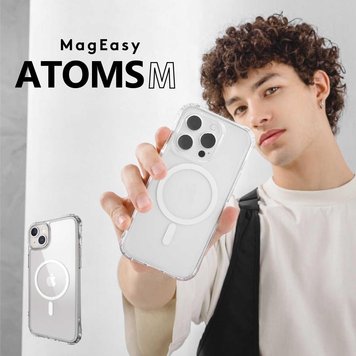 iPhone15Plus 対応 ケース Magsafe 対応 マグネット 付 / 耐衝撃 米軍 MIL規格 クリアケース 透明 薄型 クリア マグセーフ 耐衝撃ケース スマホケース Atoms M