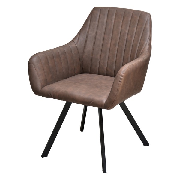 パーソナルチェア 約幅585mm ココア PUレザー スチールパイプ チェアー 組立品 リビング ダイニング インテリア家具