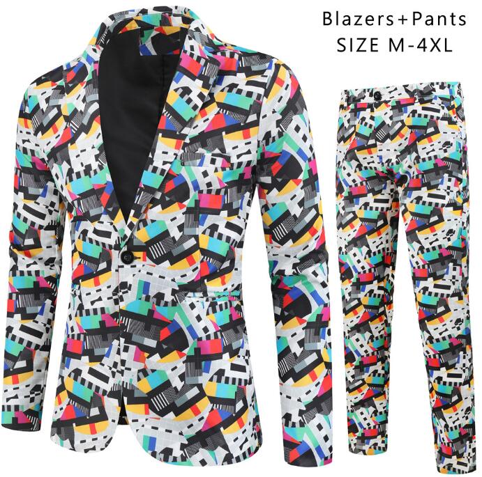 メンズスーツセット コート＋ベスト+パンツ Mサイズ　在庫処分返品交換不可 3Dプリント ステージ衣装スーツセット クリスマス元素 クリスマススーツ演出服　男性用スーツ 司会者新 ベスト