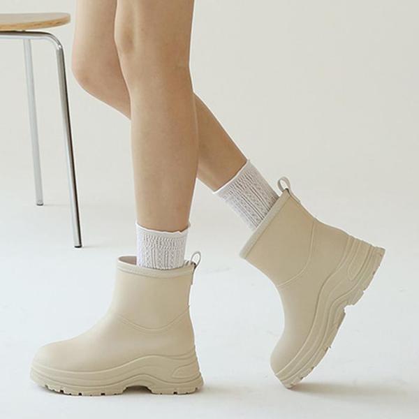 女性ミドルレインブーツ長靴梅雨防水ブーツ