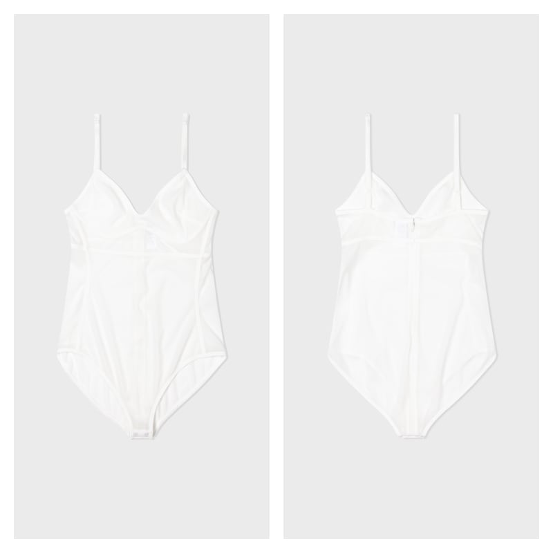 【LOW CLASSIC】 SEE-THROUGH CORSET BODYSUIT : WHITE