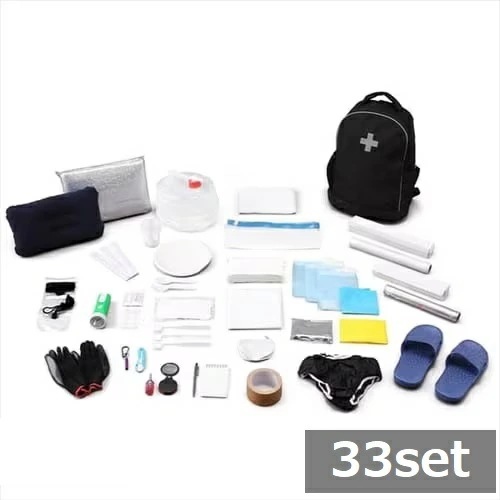 アイリスオーヤマ 防災リュック 1人用 33点セット ブラック BRS-33 災害グッズ 防災 防災セット リュック 地震対策 避難グッズ 避難 災害対策 非常用 携帯用