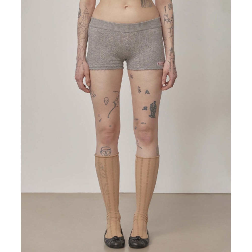 SCULPTOR アイレットニットショーツメランジグレー