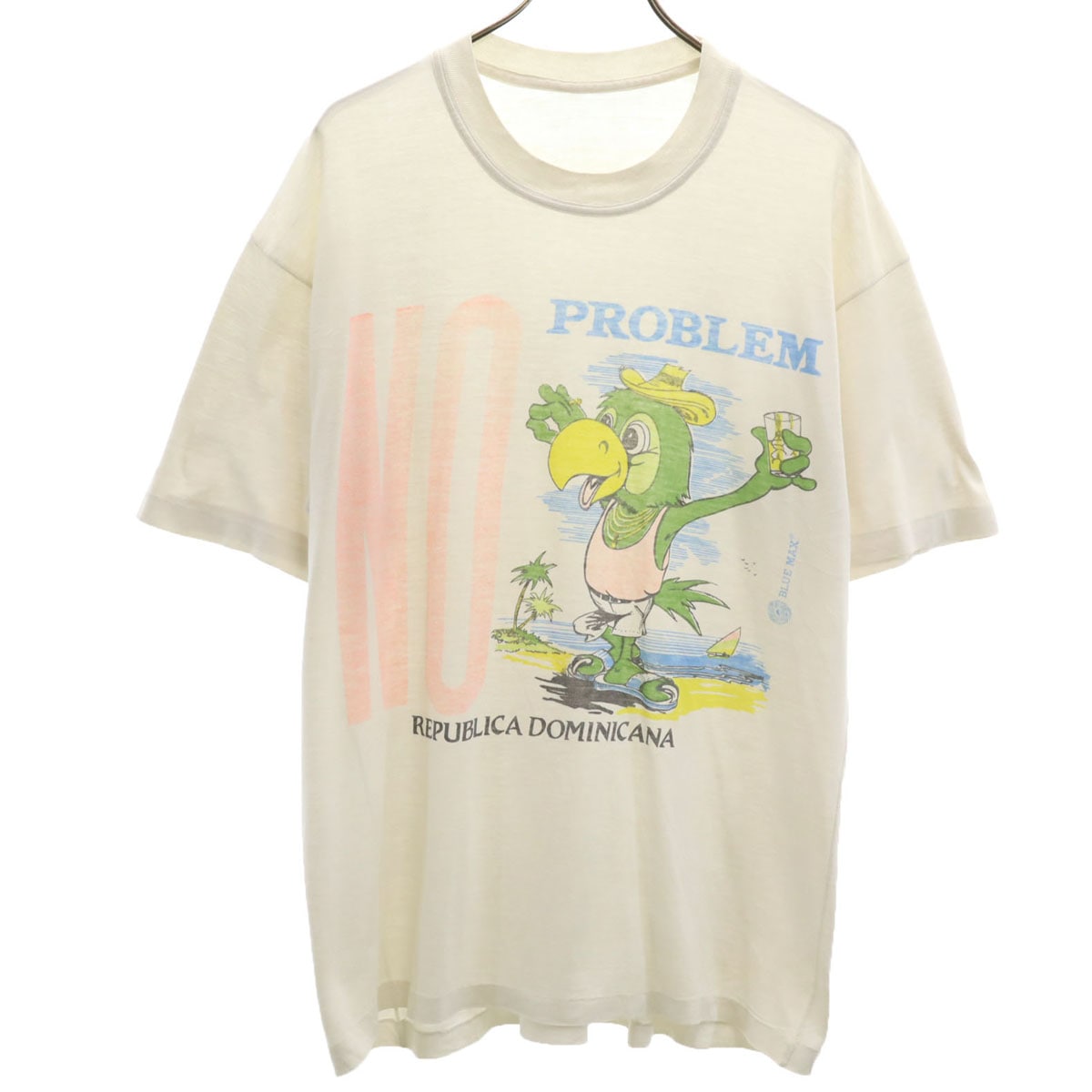OLD オールド 90s オウム 半袖 シングルステッチ 染み込みプリント Tシャツ ホワイト メンズ 古着 5,908円