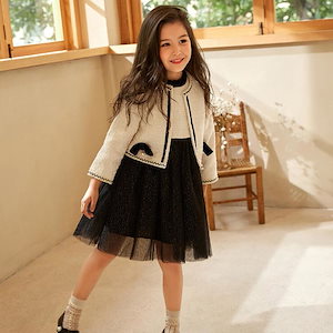 ２点セットコート＋ワンピース　セットアップ　お出かけ　ドレス　フォーマル　春秋ジャケット　子供服　子供コート　キッズ服　女の子服　可愛い　110-170CM