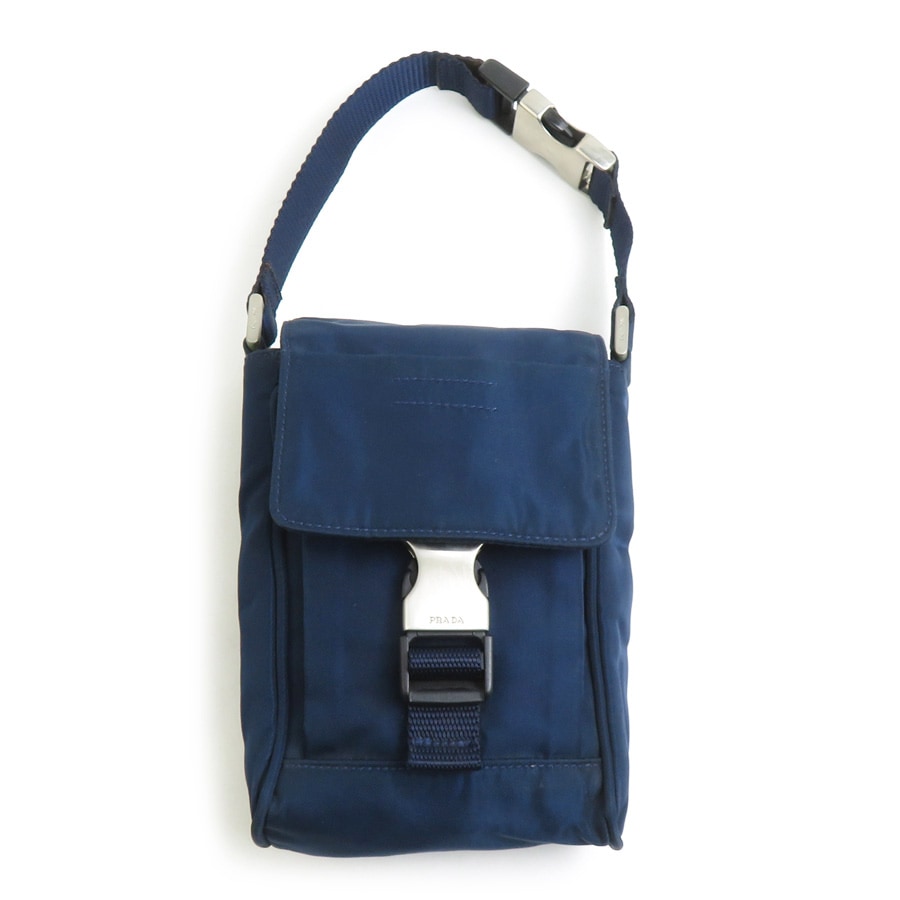 プラダ PRADA ポーチ ナイロン ネイビー シルバー メンズ e61258a