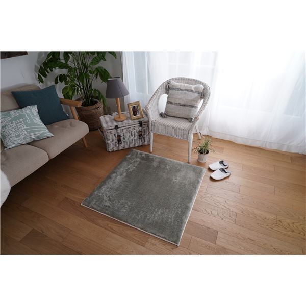 トシシミズ 洗えるマイクロ2層ウレタンパズルラグマット 約幅95x長さ95cm セージグレー PZ-305