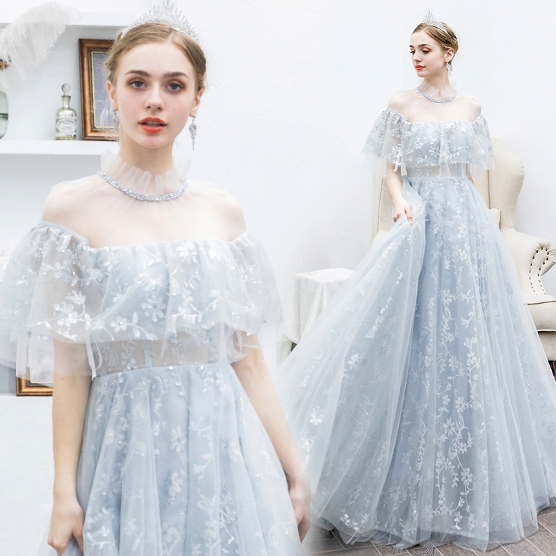 ウェディングドレス パーティードレス ロングドレス ロングレディース マキシワンピース Aライン チュール 大人 結婚式 謝恩会 高級 大人