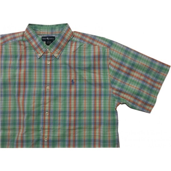 ボーイズサイズ 半袖 ボタンダウンシャツ グリーン boys PR2-263