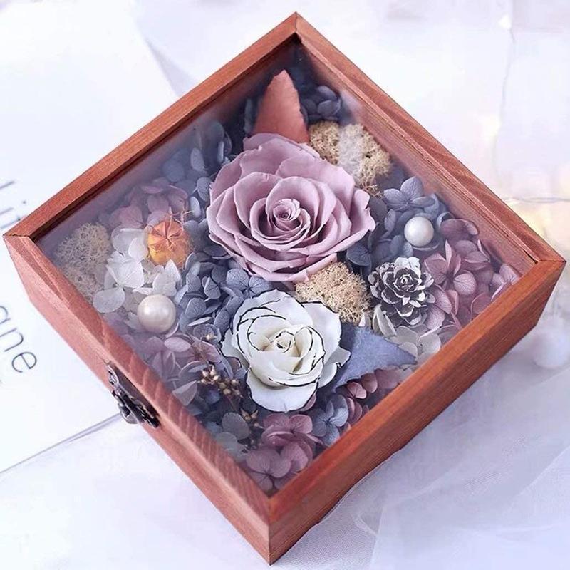 ドライフラワー プリザーブドフラワー ギフト バラー 枯れない花 ドーム ロースプリザ ラッピング済み ケース入り 永遠の花 女性 友達