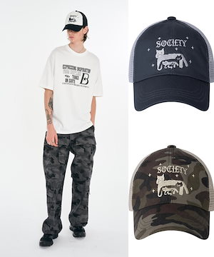 【BAUF】CAT SOCIETY mesh ball cap ★男女共用★ 追跡付 Designer fashion, Seoul-fully created | W Concept