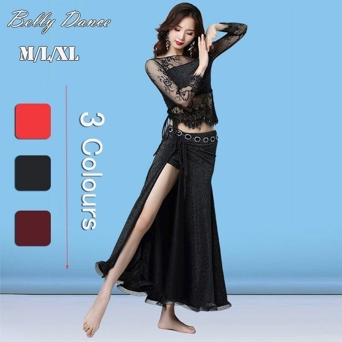 【急速出荷】べリーダンス衣装 ベリーダンスセット衣装 舞台衣装 レッスン着 社交ダンス衣装 練習着　コスチューム 2点セット トップス スカート 発表会イベント コスプレ BELLY DANCE dp