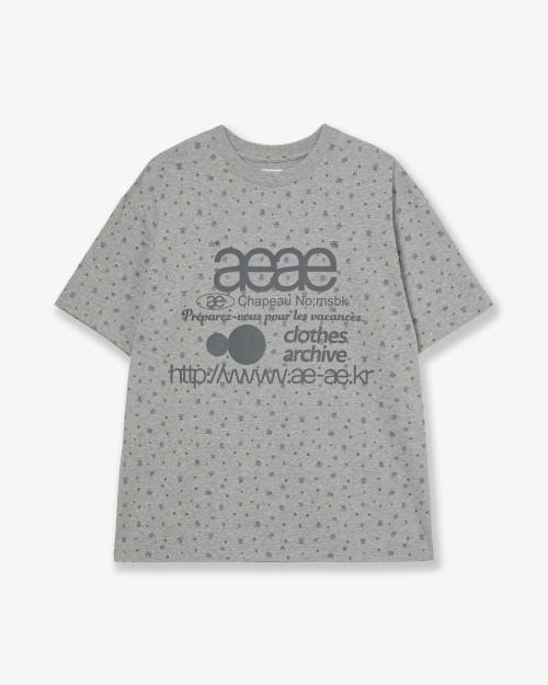 【AEAE】 WEB LOGO FLOWER T-SHIRTS [MELANGE GREY] 正規品