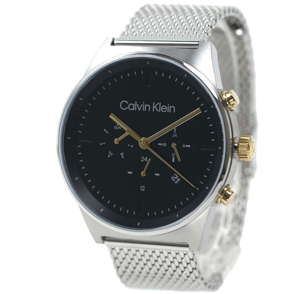 カルバンクライン 腕時計 メンズ 日付 曜日 カレンダー デュアルタイム シルバー ブラック CALVIN KLEIN CK IMPRESSIVE 25200296