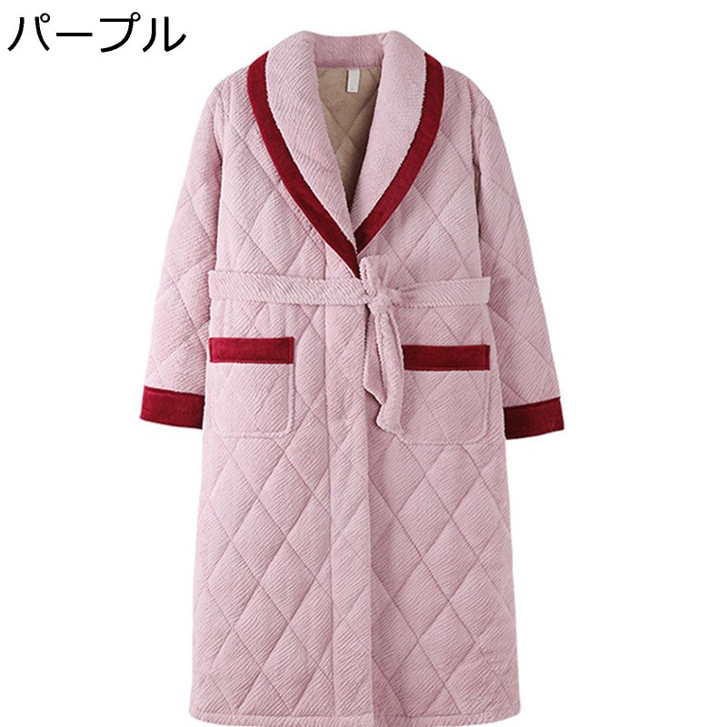 ガウン レディース 冬物 三層保温 着る毛布 バスローブ キルティング 厚手 もこふわ お風呂上り 暖かいパジャマ 室内服 柔らかい 優しい触り心地 部屋着 ルームウェア 寒さ対策