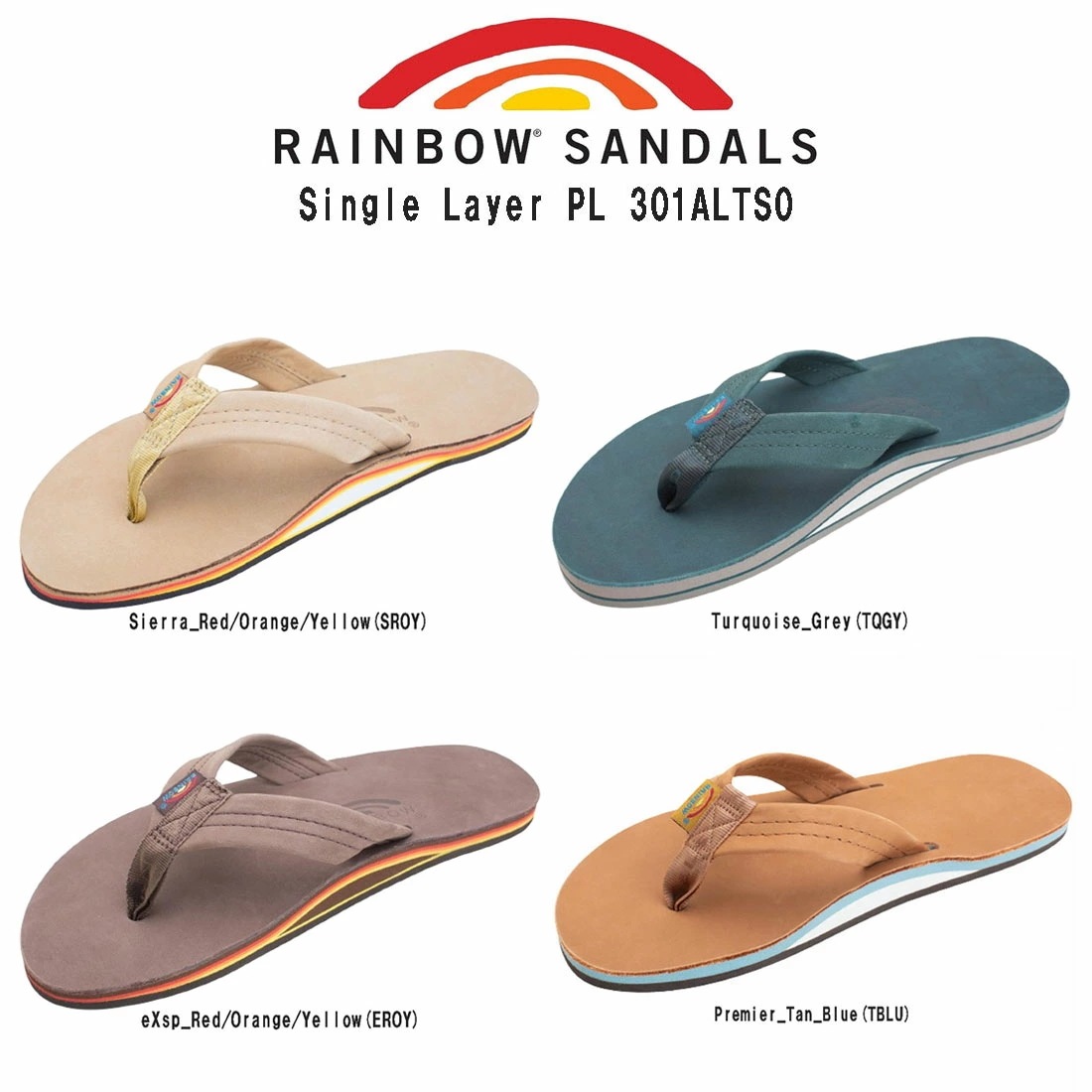 RAINBOW SANDALS ビーチサンダル シングルレイヤー 薄底 スリッパ ヌバックレザー サーファー メンズ 靴 男性用 Single Layer PL 301ALTS0