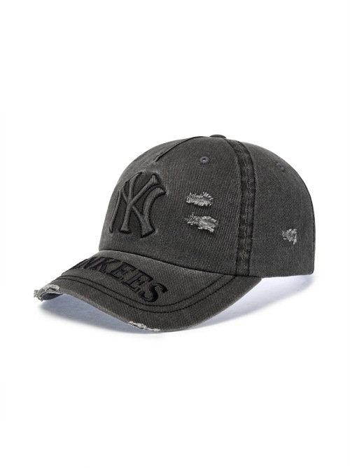【MLB】 VINTAGE EMBOSSED DAMAGE UNSTRUCTURED BALL CAP NY CHARCOAL GREY キャップ 正規品