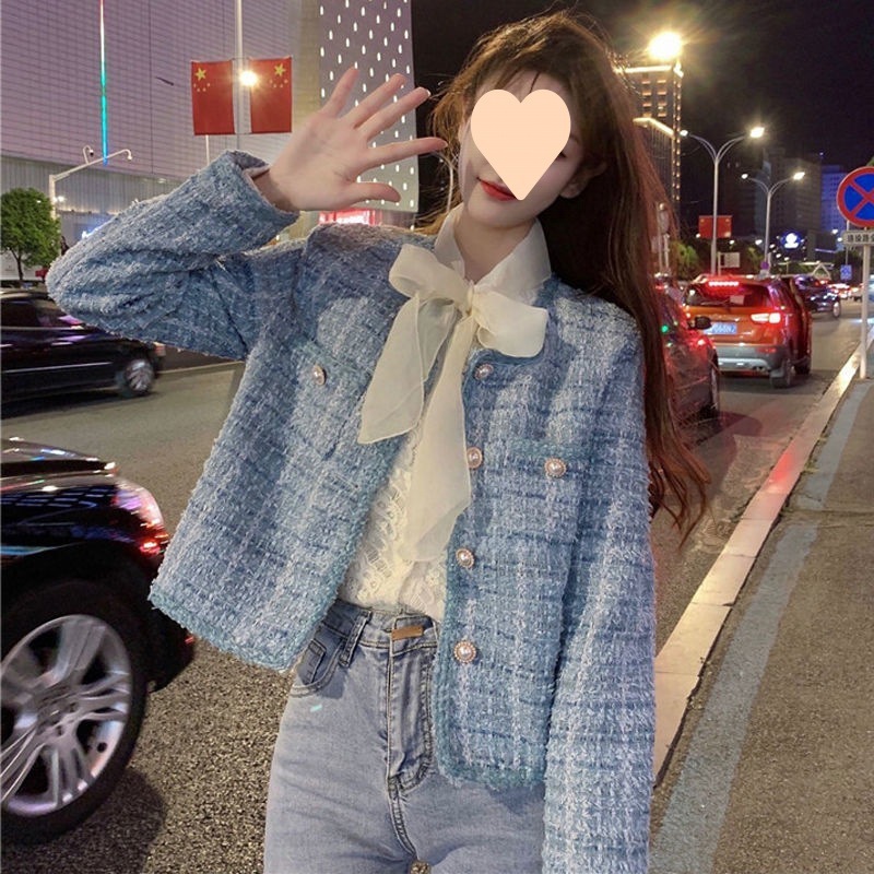 （細工が凝っている）カバーハイエンドの小さなフレグランススタイルの純粋な欲望の女性2025新しいファッショナブルで多目的な小さな人の秋の穏やかな衣装