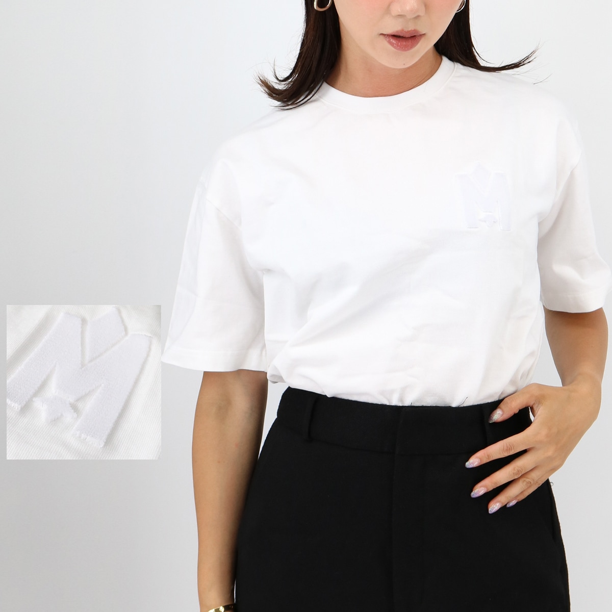 レディースベルベットオーガニックコットンインターロックTシャツ 半袖 クルーネック VELVET ORGANIC COTTON INTERLOC TEE ロゴ WHITETシャツ・カットソー