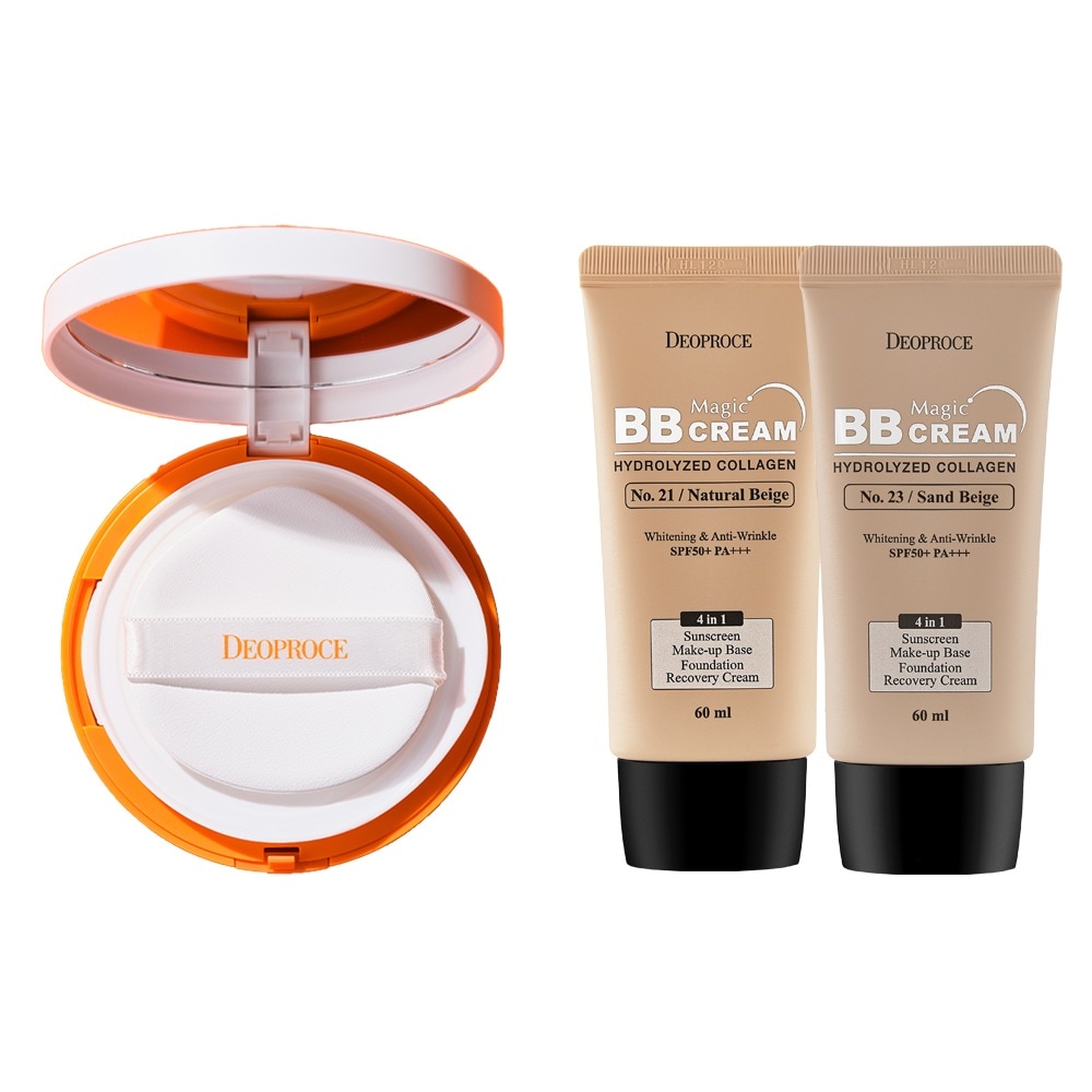 【ディオプラス】ビーガンユブイディフェンスオールデイサンクッション（SPF50+PA++++）コラーゲンマジックビービークリームセット25g+60ml