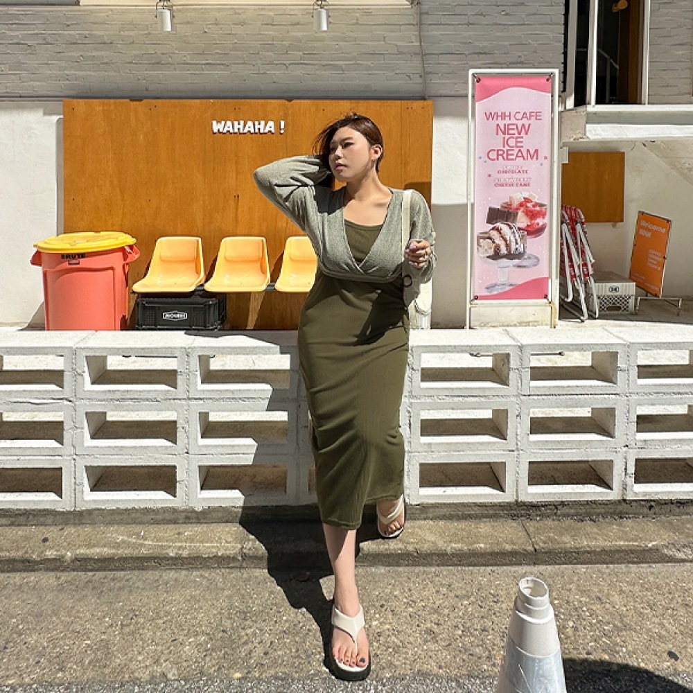 [JSTYLEによるイーブレット] 1+1イーブレットピアズリブナシロングドレスJSTYLE