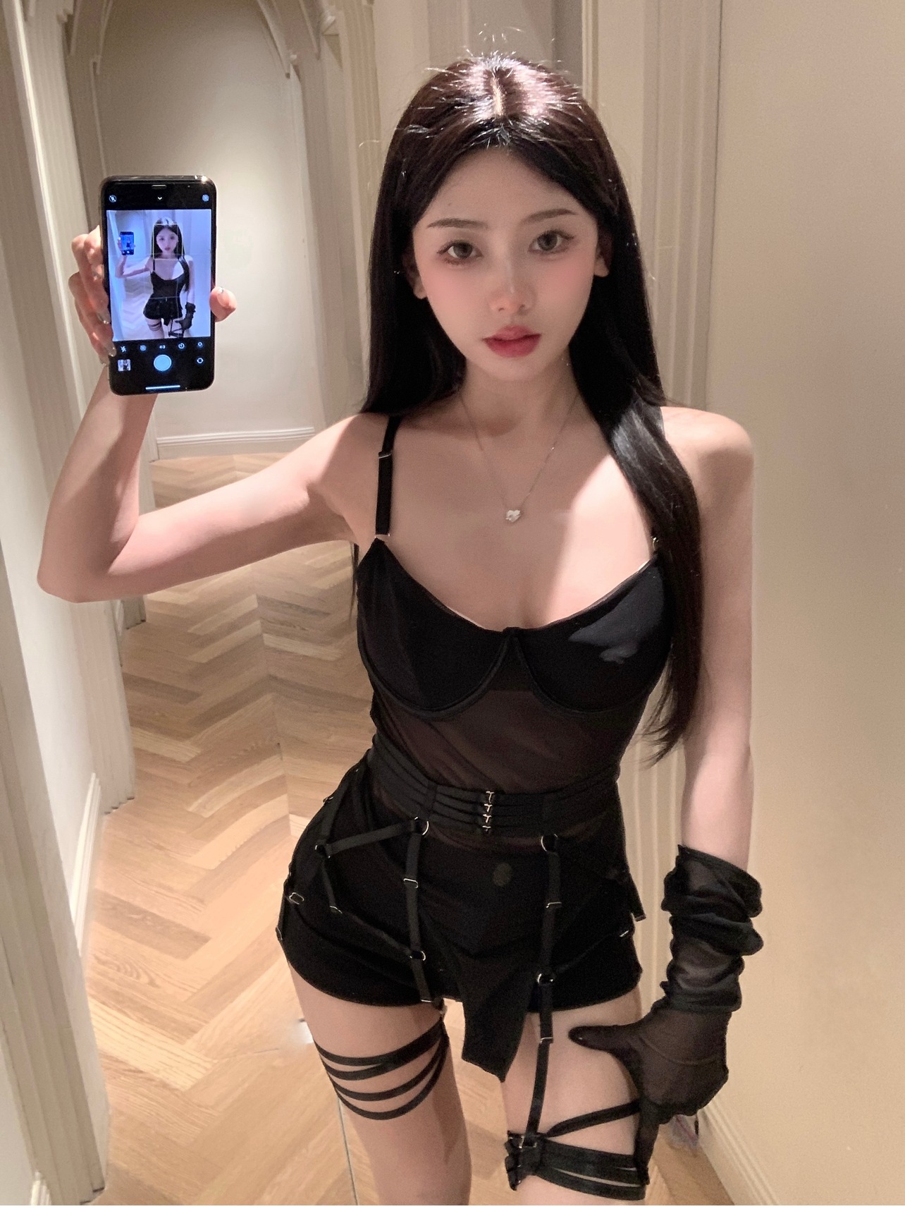 Love Alocasia* セクシーなジャンプスーツ メッシュ スプライシング下着 レディース ボディシェイピング ストラップ ブラジャー セットD60