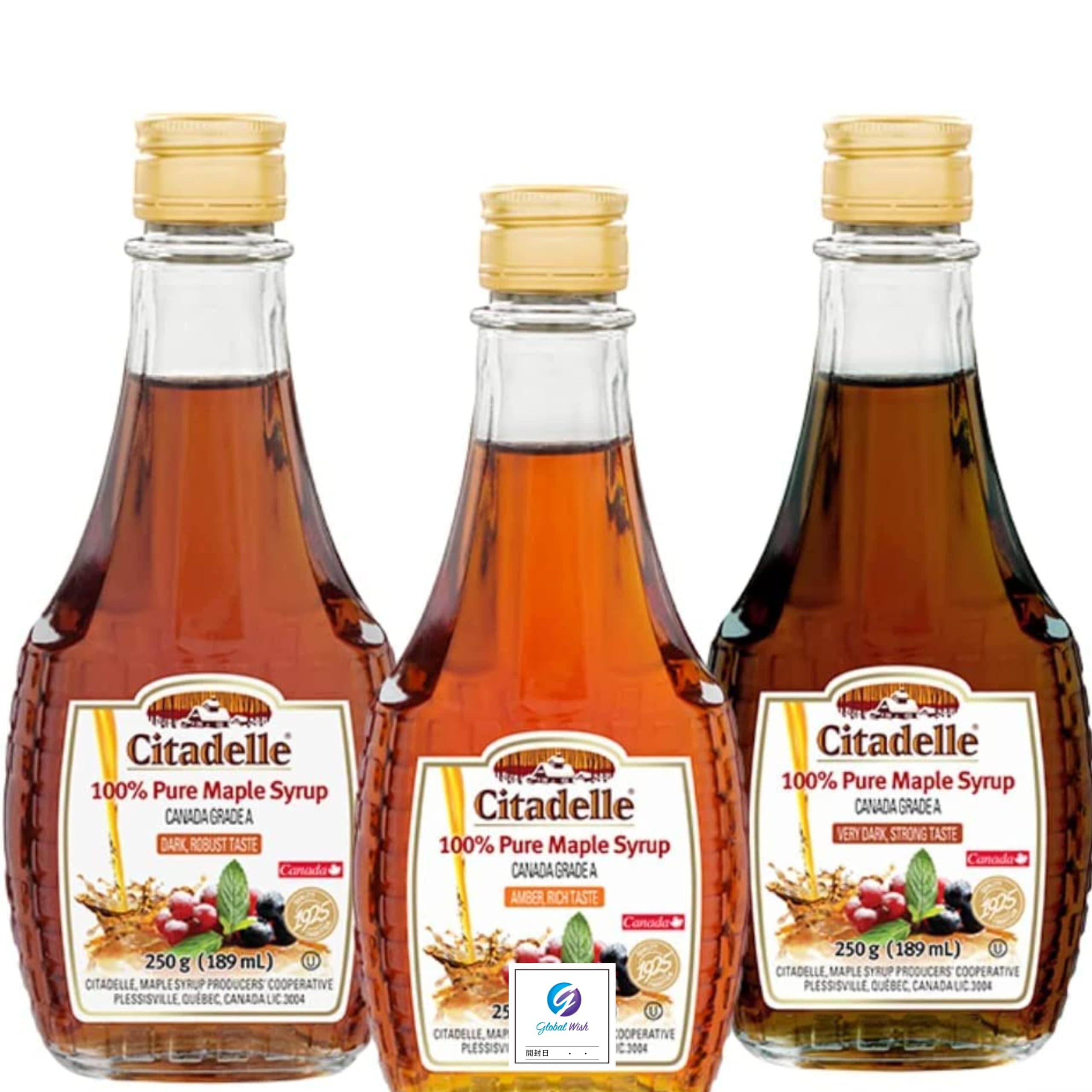 メープルシロップ 3種セット (アンバー リッチダーク ロバストベリーダーク ストロング）250g×3 シタデール ミネラルが豊富 カナダ ケベック州産 100%ピュア 添加物不使用 着色料不使用