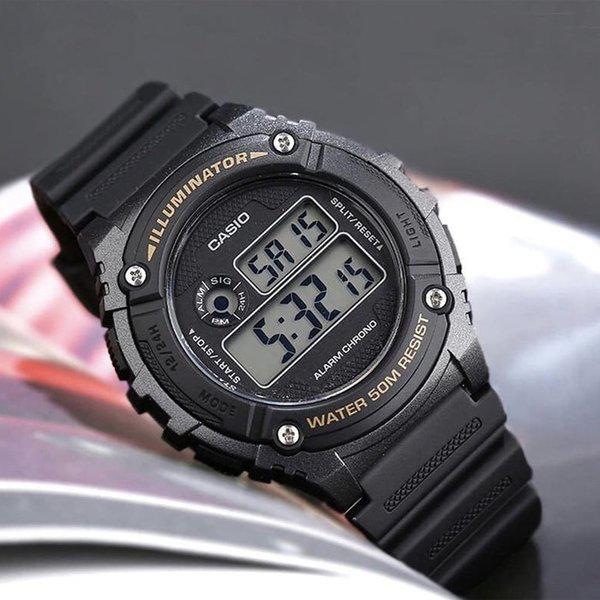 W-216H-1B 男性用軍人学生ウレタンデジタル腕時計