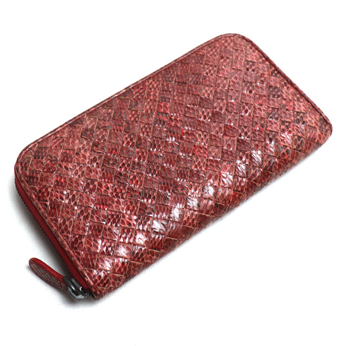 BOTTEGAVENETA ボッテガヴェネタ 長財布 ラウンドファスナー レッド系 114076 パイソン ユニセックス 中古 29,800円