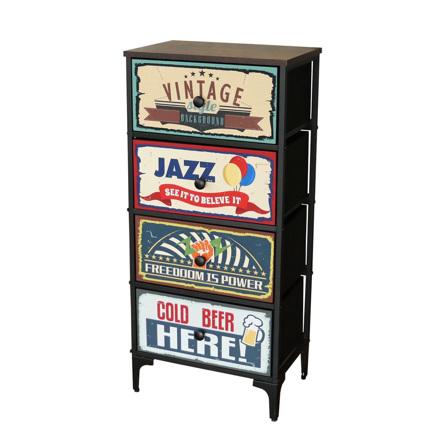 マナベインテリアハーツ チェスト スリムチェスト 幅45 奥行30 高さ99 引出 4段 アメリカン インダストリアル ファブリックチェスト プラスワン