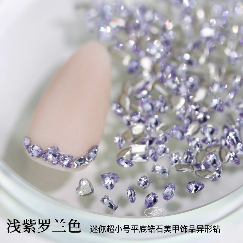 【1点ご購入 で10点プレゼントいたします】浅紫ネイルドリル爆閃ミニトランペット浅紫ローランド青馬眼フラットドリル混装ネイルアクセサリー
