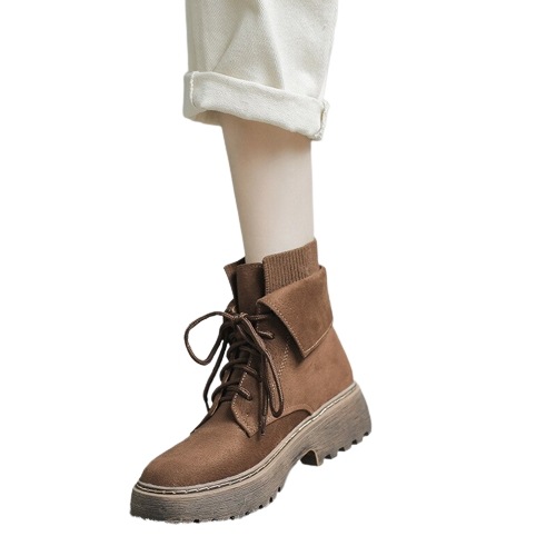 英国製スエードマーティンブーツ女性秋前厚底ショートブーツ甘皮丸首ミドルブーツ子供 5,186円