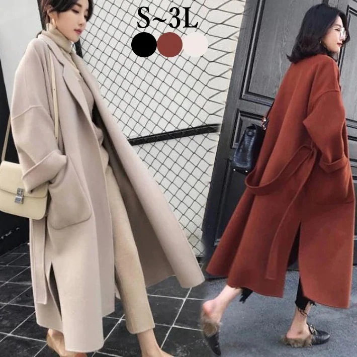 ロングコート ガウンコート　アウター　チエスターコート　スリット　コート　ベルト　レディース ロング 　秋冬コート エレガント カジュアル フォーマル 無地 暖かい 通勤 秋冬　S M L　LL 3今