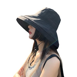 [MOWO] UVカット帽子 レディース ハット【日本国内専門機関UPF50+認証済みつば広あご紐付き】【風で飛ばない小顔効果】 春夏 帽子 紫外線対策 紫外線カット 大きいサイズ 折りたたみ