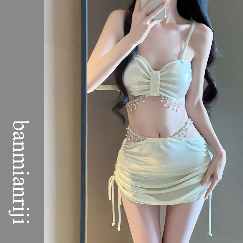 2024 ビキニ水着レディースサスペンダーピュアディザイアセクシースリムファッションスカートカバーベリースプリットバケーションシーサイド