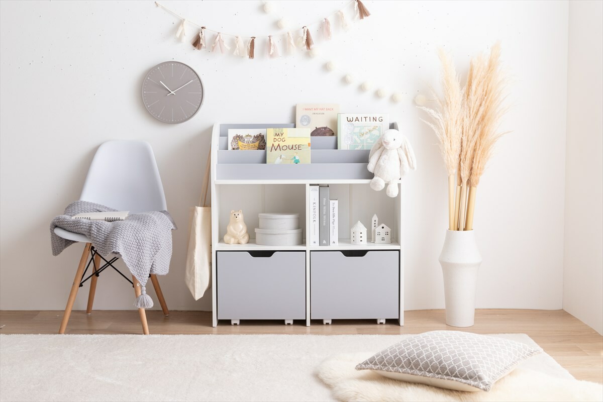 ラック 本棚 絵本ラック かわいい 北欧モダン 木製 おしゃれ 白 ブックラック おもちゃや絵本をまとめて収納